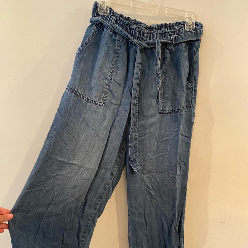 WIDE LEG DENIM CAPRIS